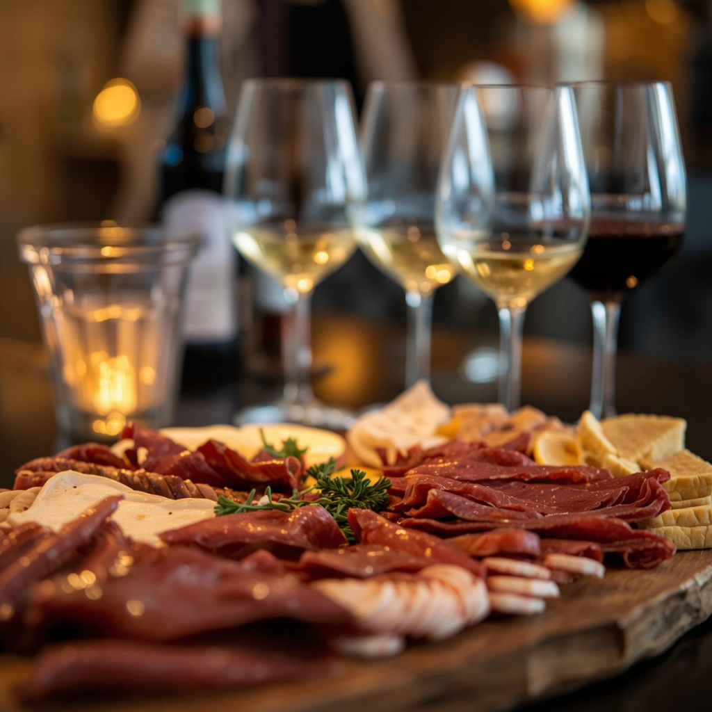Wine, cheese, meats